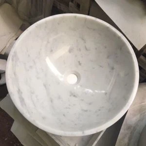 Controsoffitto rotondo del bacino di marmo bianco di Carrara
