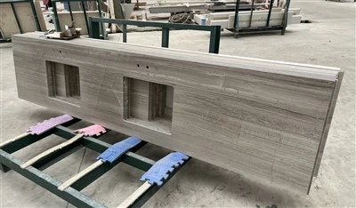 Piani lavabo in marmo con venature del legno grigio Cina